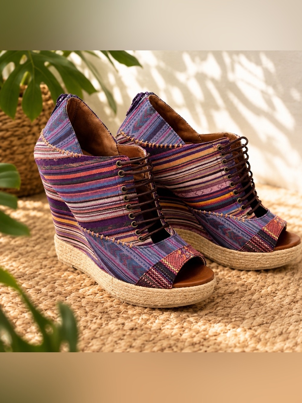 🍋 5/$25 Wedge Sandals | Sz 8-8.5 | Colorful Resortwear | Chinese Laundry